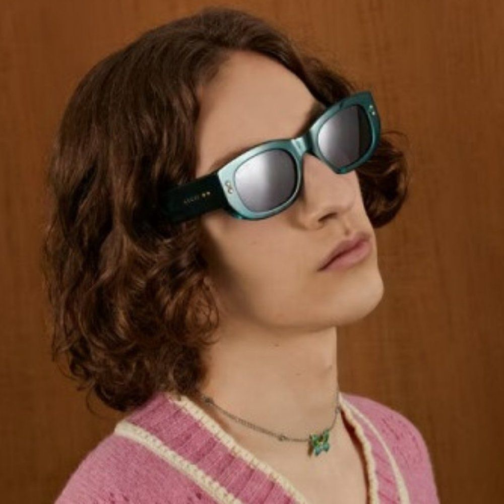 NEW Gucci GG1215S 001 Havana Grey Rectangle Unisex Sunglasses GG 1215S